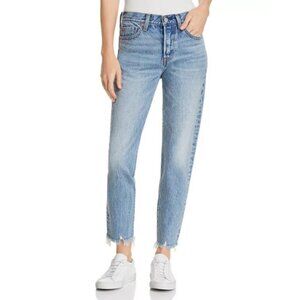 Levi's Wedgie Icon High Rise Fray Hem Straight Leg Ankle Jeans Size 25